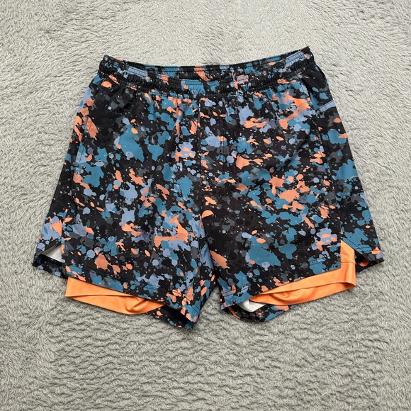 Maamgic Other - Maamgic Shorts Mens M Orange Black Speckles Abstract Athletic Compress Liner